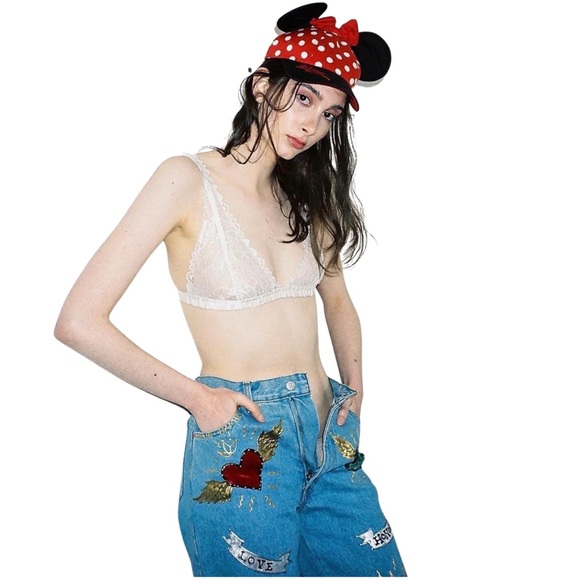 90s VINTAGE HIGH WAIST JEANS HAND PAINTED PATCHWORK TATTOOS SIZE 28 waist - Picture 4 of 4